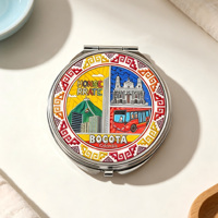 Miroir de poche rond personnalisé en verre Art Déco, double face, vierge pour sublimation, avec feuille d'argent, pour maquillage