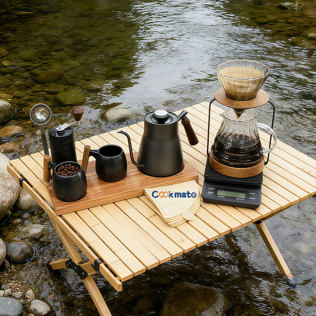 Pour Over Coffee Set with Gooseneck Kettle & Grinder for Home Travel