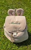 Mayorista de fábrica Mochila de PANA con Orejas de conejo para niños Mochila con cordón de un solo color lindo