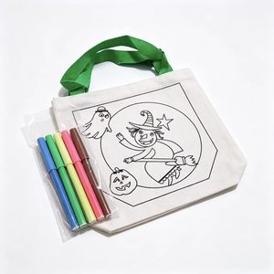 Set Borsa Fai da Te Halloween Personalizzabile per Genitore e Figlio, Borsa in Tela Artigianale Riutilizzabile con Stampa Serigrafica, Forma Piatta, Marca HS Fashion - Product Image 5