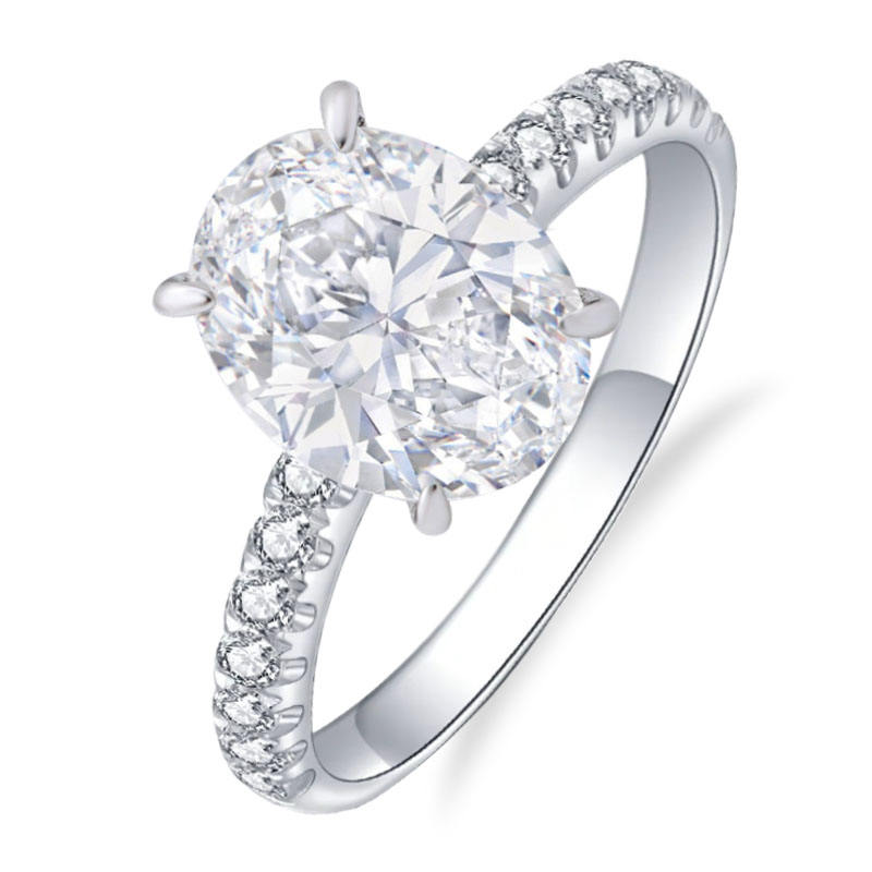 แหวนเพชรโมอิสซาไนต์ทองคำขาว 10k