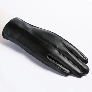 Women's Winter Leather <b>Gloves</b> Black Fleece Lined Touchscreen <b>Warm</b> Outdoor Cycling <b>Gloves</b> - Product Image 5