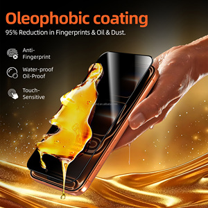 Protection d'écran en verre trempé pour iPhone 13 14 15 16 Pro Max avec filet anti-poussière, design sans trou, <span class=keywords><strong>film</strong></span> anti-traces de doigts - Product Image 2