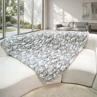 Plaids en fausse fourrure de lapin moelleux double face gris et blanc marbré Zhengtai