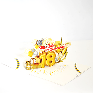 การ์ดป๊อปอัพพิมพ์ลายดิจิทัลส่วนตัว สุขสันต์วันเกิดครบรอบ 18 ปี การ์ดอวยพร 3 มิติ ดีไซน์ศิลปะกระดาษสร้างสรรค์ สวยงาม - Product Image 1