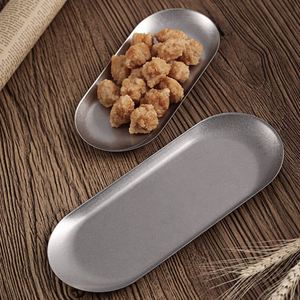 ถาดโลหะรูปวงรีสไตล์ญี่ปุ่นสำหรับของหวาน ซูชิ ผลไม้ เค้ก สลัด และของว่าง - Product Image 4