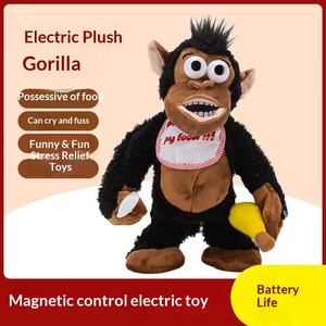 Gorila de Peluche Eléctrico que Llora, Orangután Comiendo Plátano, Mono Magnético Divertido con Relleno de Algodón PP para Aliviar el Estrés - Product Image 5