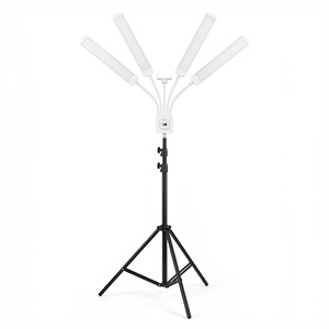 Lampe LED professionnelle 65W à 4 bras pour photographie <span class=keywords><strong>et</strong></span> vidéo, sans ombre, dimmable, bicolore, pour beauté, cils <span class=keywords><strong>et</strong></span> tatouage, avec trépied - Product Image 1