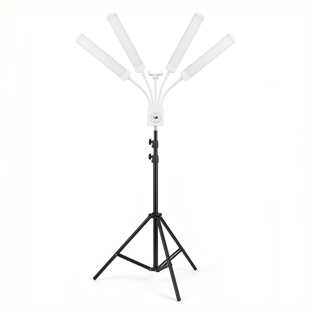 65W Professional 4 Arms LED Fill Light Shadowless Photography Video Lamp Dimmable Bi- Color Beauty Lash Tattoo Light with Tripod