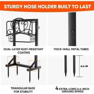 <b>Garden</b> hose holder with storage basket and tool <b>hooks</b>. Hose storage rack that can hold up to 160 feet of hose. - Product Image 3