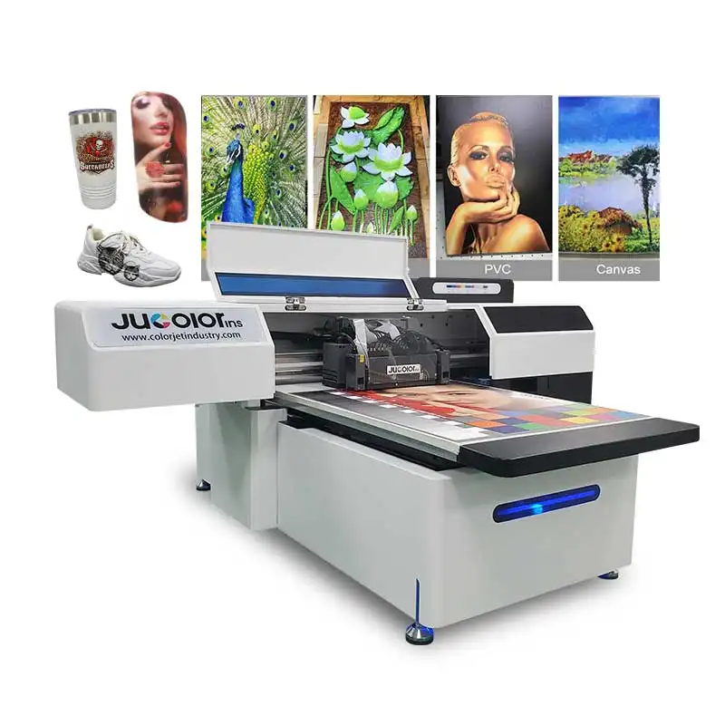 Jucolor फैक्टरी 2880 dpi a1 यूवी मुद्रण मशीन रिको G5i प्रिंट सिर के साथ उच्च गुणवत्ता 6090 यूवी प्रिंटर पर ग्लास
