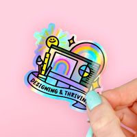 Etiqueta Adhesiva de Vinilo Holográfica Personalizada a Prueba de Agua para Redes Sociales con Dirección de Sitio Web y Nombre de Usuario, Etiquetas de Embalaje con Ventana Recortada
