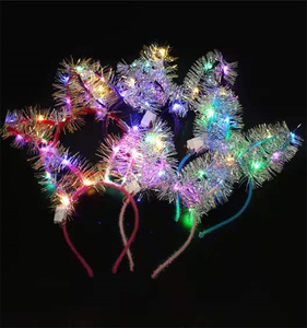 رباط رأس متوهج أدى آذان أرنب حرير ذهبي لطيف عقال متوهج لوازم حفلات الأطفال - Product Image 3