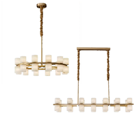 Lustre moderne en or linéaire avec abat-jour en verre d'alabâtre blanc pour salle à manger, îlot, lustre de luxe moderne