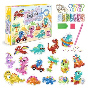 XIXI DIY Autocollants de Peinture Diamantée Série Animaux de Dessin Animé Famille de Dinosaures Porte-clés Acrylique 5D Cadeaux pour Enfants Kit d'Art à Peindre - Product Image 2