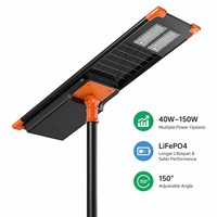 Lampes solaires 40W 60W 80W 100W 120W 150W pour l'extérieur, étanches, LED, lampadaires solaires, longue durée de vie, aluminium, éclairage routier urbain