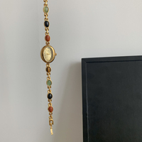Bracelet de montre personnalisé en pierre œil de tigre, bracelet en métal, montre-bracelet pour femme, montre à quartz tendance, conception OEM, vente en gros