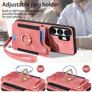 Funda de Lujo con Bloqueo RFID <span class=keywords><strong>para</strong></span> Samsung <span class=keywords><strong>Galaxy</strong></span> S26 Ultra, con Anillo, Correa de Muñeca, Porta Tarjetas, Cubierta Protectora de PU+TPU - Product Image 5