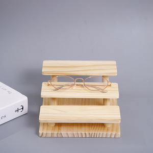 Wooden Eyewear Display <b>Rack</b> 3 Tier Desktop Storage Shelf For <b>Glasses</b> Living Room Organizer Durable Tree Material - Product Image 2