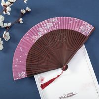 Éventail pliant en bambou noir de style chinois, portable et écologique, pour la danse classique Hanfu et le style ancien féminin, idéal pour l'été