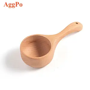 木勺-多功能大型实木水勺，用于烹饪，沐浴盐，罐面粉