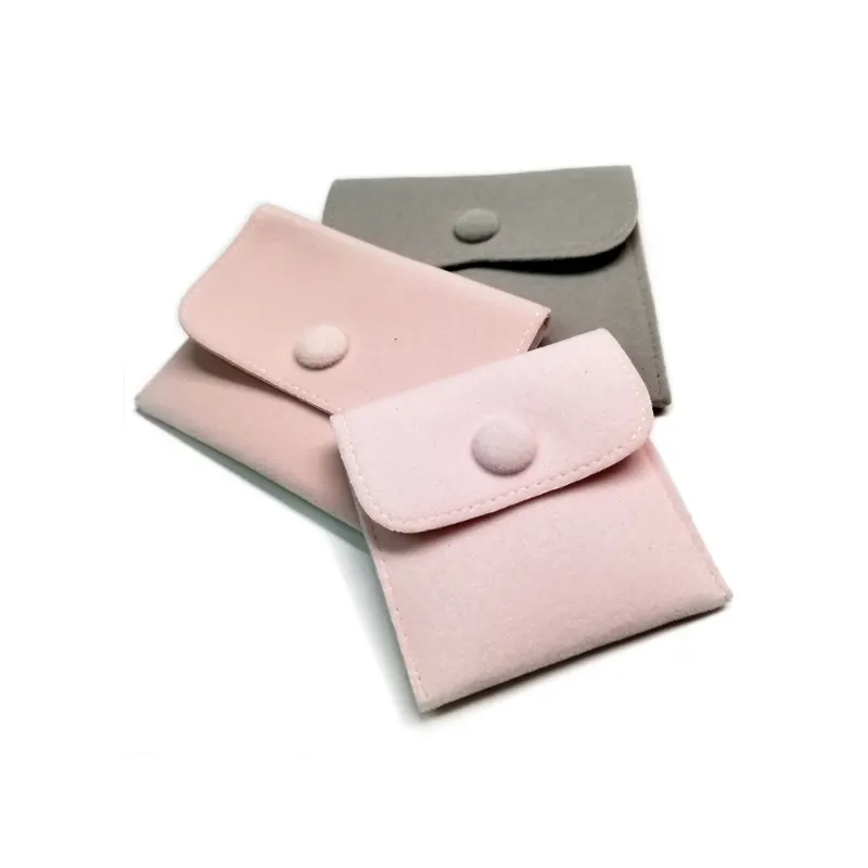 Benutzer definierte Logo Wildleder Leder Umschlag Schmuck Tasche mit Knopf Geschenk klappe Tasche