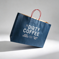 Sac à café en papier kraft écologique de grande taille pour la vente en gros, avec poignées en papier torsadé