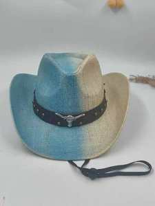 Sombrero Mexican Roll up Wide Brim Cowboy Crochet <b>Straw</b> <b>Hat</b> Summer Beach Spray Paint Cowboy Western <b>Hat</b> - Product Image 2