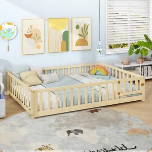 Camas de Madera Portátiles para Bebés al por Mayor, Cama Individual de Madera para Niños Pequeños, Protección Contra Caídas, Marco de Listones, Cama Montessori para el Suelo - Product Image 1