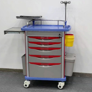 Carro de choque de Enfermería de hospital más vendido con 5 cajones Carro de medicina de emergencia ABS con placa de CPR Cerradura de llave <span class=keywords><strong>Precio</strong></span> de fábrica - Product Image 2