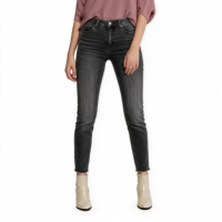 Jeans en denim gris foncé taille haute skinny pour femme, décontractés, respirants, longueur cheville, vente en gros, personnalisables OEM ODM