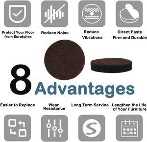 Gỗ Cứng Sàn Đồ Nội Thất Miếng Đệm Vòng Màu Nâu Đậm Cảm Thấy Bảo Vệ Bền Sản Phẩm Cao Su Cảm Thấy Miếng Đệm Cho Đồ Nội Thất - Product Image 6