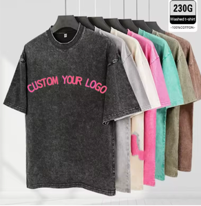 เสื้อยืดเรโทรแขนสั้นผ้าฝ้ายแท้เนื้อหนัก 230 กรัม พิมพ์โลโก้ตามสั่ง แบรนด์แฟชั่น สำหรับผู้ชายและผู้หญิง - Product Image 2