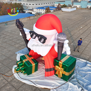 <strong>Customized</strong> <strong>Inflatable</strong> Christmas Blow up Santa Claus <strong>Inflatable</strong> Singing Santa With Guitar <strong>Microphone</strong> and Gift Box - Product Image 5