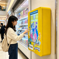 商用壁挂式自动售货机，可出售口袋妖怪集换卡、收藏品、动漫明信片，带触摸屏读卡器