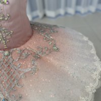 Gaun Tutu Balet Anak Warna Gradasi Pink Putih, Tutu Pancake Profesional Berhias Perak dengan Renda untuk Anak Perempuan, Ideal untuk