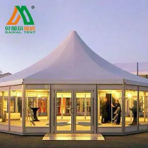 Tenda balkon heksagonal poligon tinggi atas desain Pvc putih 3x3 4x45x5 10x10m