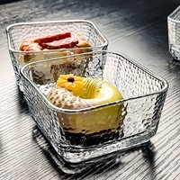 Creatief Transparant Glazen Vierkant Met Afdekglazen Kom Individuele Voortreffelijke Dessertfruitschaal Dip Snackschotel