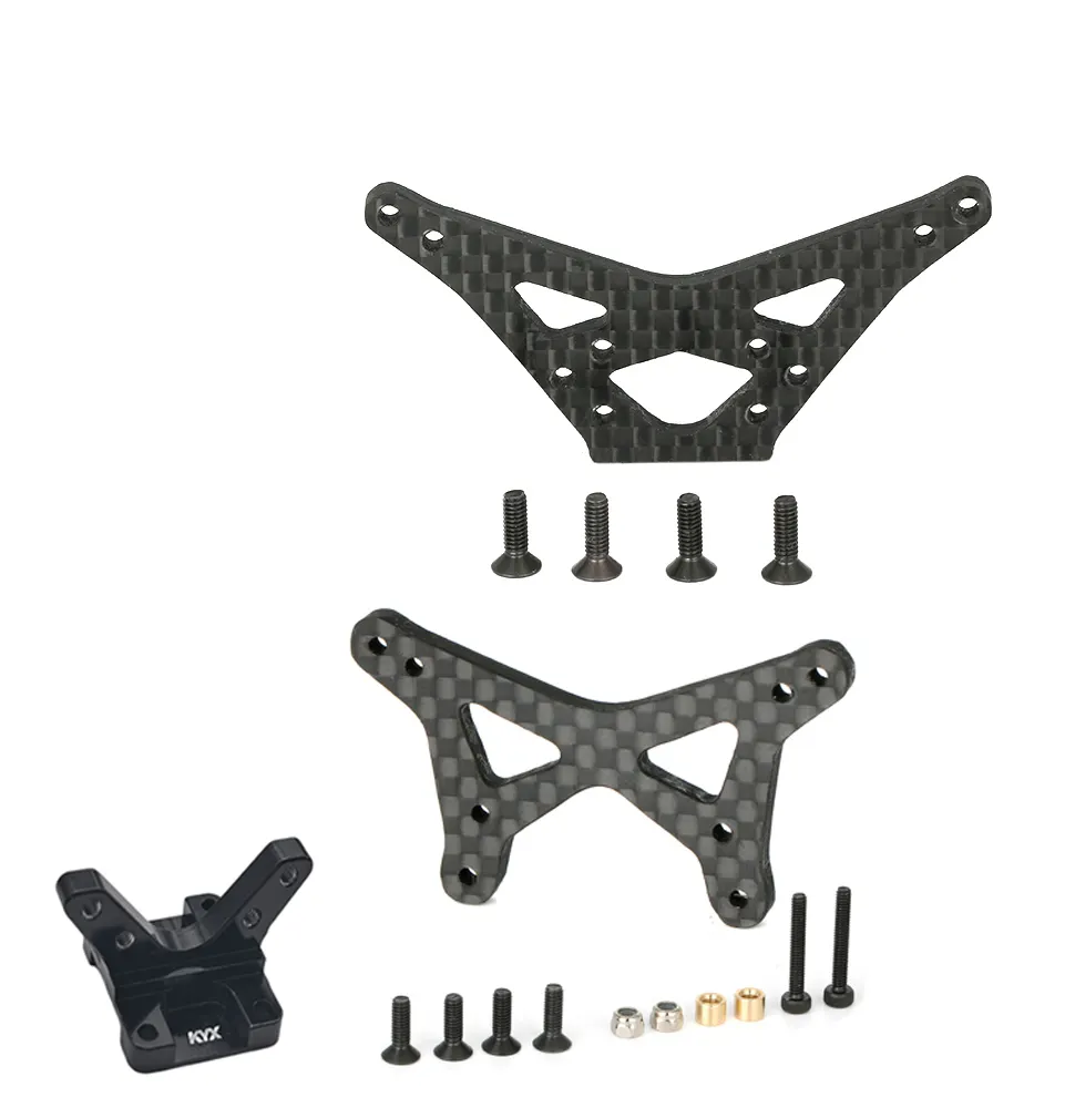 KYX Soporte de Torre de Choque Delantero y Trasero de Fibra de Carbono con Soporte Inferior RC Crawler Car Parts para 1/16 Mini-B 2,0 1/18 Mini-T 2,0