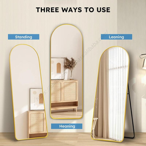 Miroir pleine longueur arqué sur pied ou à poser, grand format pour chambre à coucher, avec support mural ou au sol - Product Image 3