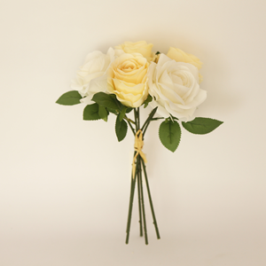 <span class=keywords><strong>Bouquet</strong></span> de roses artificielles polyvalent rose <span class=keywords><strong>et</strong></span> <span class=keywords><strong>blanc</strong></span> avec feuilles vertes pour centres de table de mariage, bouquets de mariée, décorations de fête - Product Image 5