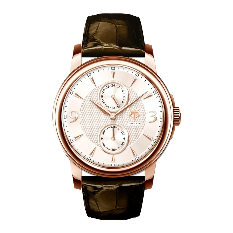 Time Token Excel Japan Second Chronograph Quartz Genuine Leather Belt Reloj De Cuarzo 5atm Waterproof Wrist Watches For Men