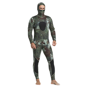 ชุดดำน้ำผู้ชาย3mm 5mm, ชุดตกปลานีโอพรีนยืดหยุ่นพิเศษมีฮู้ด2ชิ้น - Product Image 1