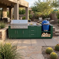 Cuisine extérieure haut de gamme personnalisée Hryley en acier inoxydable 304 avec barbecue au gaz Kamado, îlot de cuisine de jardin imperméable