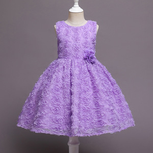 Vestido de princesa morado para niñas, ropa formal de encaje con corte en A, disfraz para el día del niño DT038 - Product Image 2