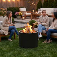 Brasero de camping sans fumée de 19 pouces, poêle à bois d'extérieur avec grilles BBQ pour jardin et terrasse
