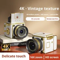 Appareil photo numérique rétro de voyage à capteur CCD haute définition, carte SD, vidéo 4K, zoom optique >7x - Portable, pour étudiants, selfies et photographie