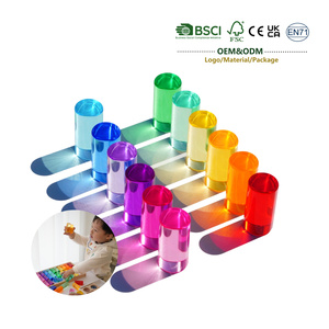 Jouets <span class=keywords><strong>Montessori</strong></span> JET Blocs de construction cylindriques en cristal hautement transparents/briques pour les jouets d'empilage des enfants Jouets éducatifs - Product Image 1