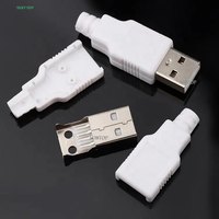 AM Konektor USB Tipe A Male USB 2.0 4 Pin Soket Adaptor Solder dengan Penutup Plastik Putih