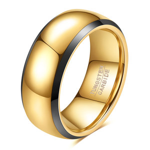 Bague en acier tungstène pour femme, 6 mm 8 mm, bicolore or noir, tendance, polyvalente, bijou cadeau - Product Image 4